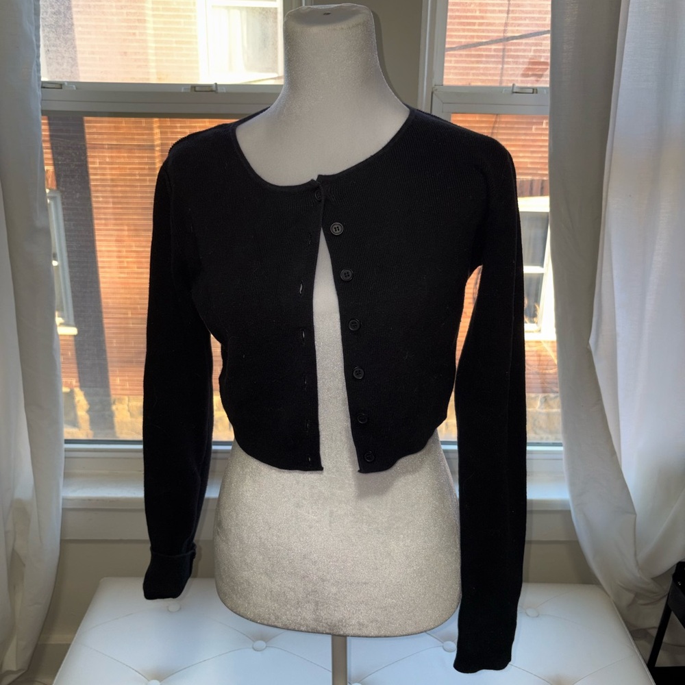 Brandy Melville Black Knit Cardigan with Button Accent